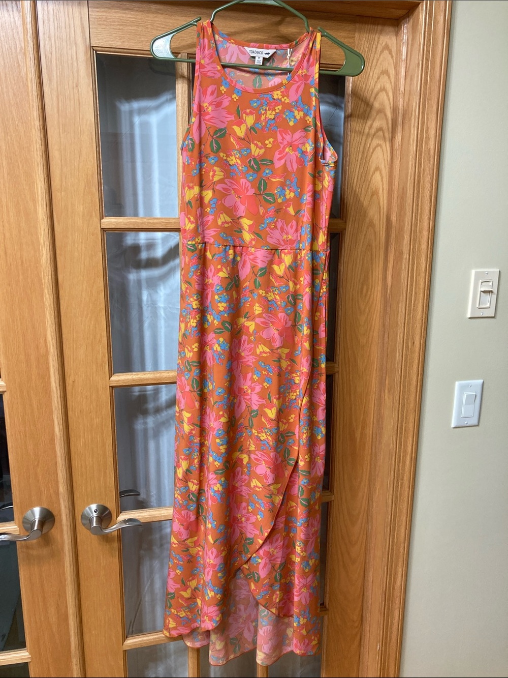 Toad & Co Coral-Pink Floral High-Low Maxi Dress NWT M